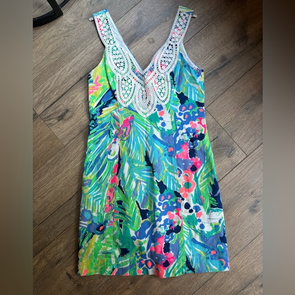 Lily Pulitzer Largo Shift Tropical Lace Print Sleeveless Dress 00 - Picture 8 of 12